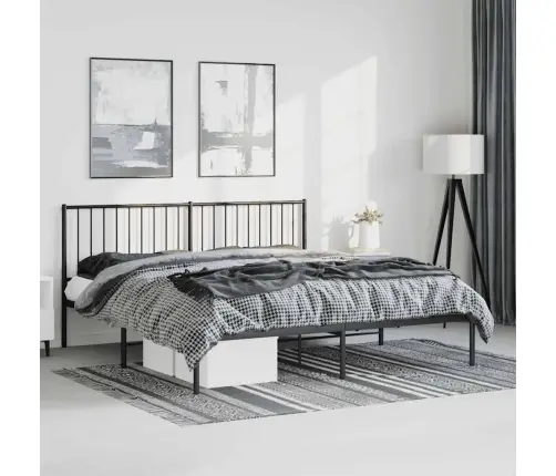 Metalinis Lovos Rėmas Su Galvūgaliu, Juodos Spalvos, 183X213Cm
