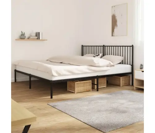 Gultas Rāmis Ar Galvgali, Melns Metāls, 200X200 Cm Vidaxl Gultas Rāmis Ar Galvgali, Melns Metāls, 200X200 Cm Vidaxl