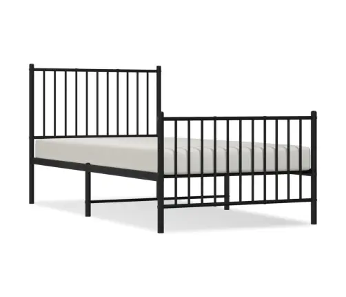 Gultas Rāmis Ar Galvgali Un Kājgali, Melns Metāls, 90X190 Cm Vidaxl