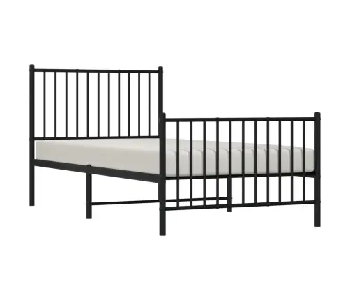 Gultas Rāmis Ar Galvgali Un Kājgali, Melns Metāls, 90X190 Cm Vidaxl