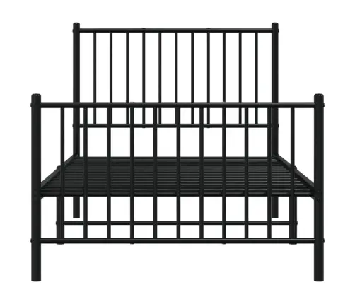 Gultas Rāmis Ar Galvgali Un Kājgali, Melns Metāls, 90X190 Cm Vidaxl