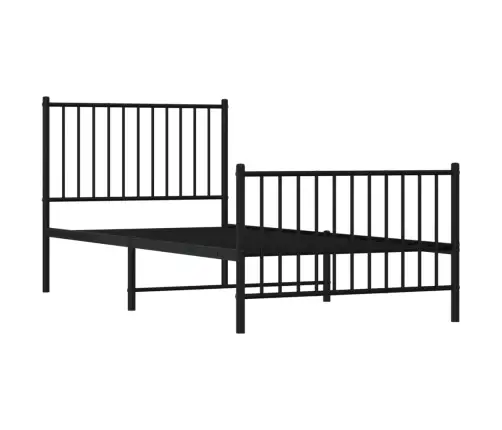 Gultas Rāmis Ar Galvgali Un Kājgali, Melns Metāls, 90X200 Cm Vidaxl