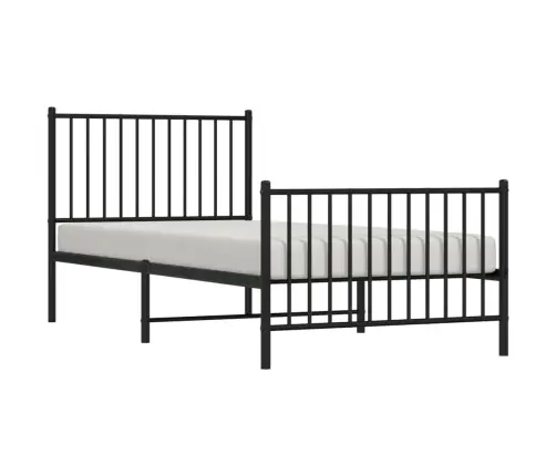 Gultas Rāmis Ar Galvgali Un Kājgali, Melns Metāls, 90X200 Cm Vidaxl
