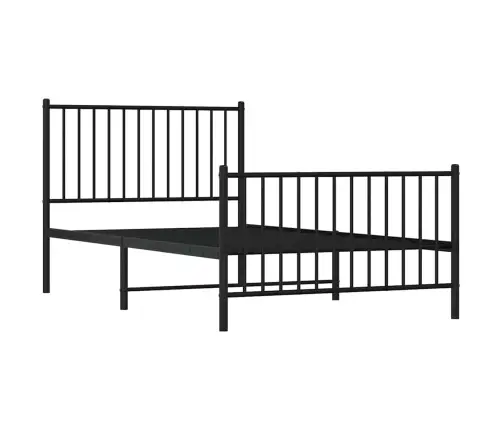 Gultas Rāmis Ar Galvgali Un Kājgali, Melns Metāls, 100X190 Cm Vidaxl