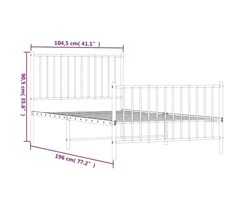 Gultas Rāmis Ar Galvgali Un Kājgali, Melns Metāls, 100X190 Cm Vidaxl
