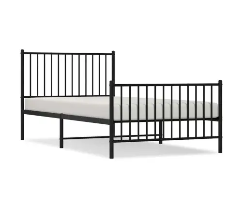 Gultas Rāmis Ar Galvgali Un Kājgali, Melns Metāls, 100X200 Cm Vidaxl