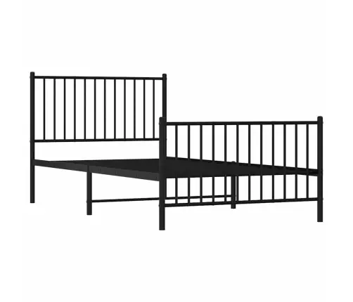 Gultas Rāmis Ar Galvgali Un Kājgali, Melns Metāls, 100X200 Cm Vidaxl