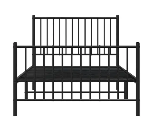 Gultas Rāmis Ar Galvgali Un Kājgali, Melns Metāls, 100X200 Cm Vidaxl