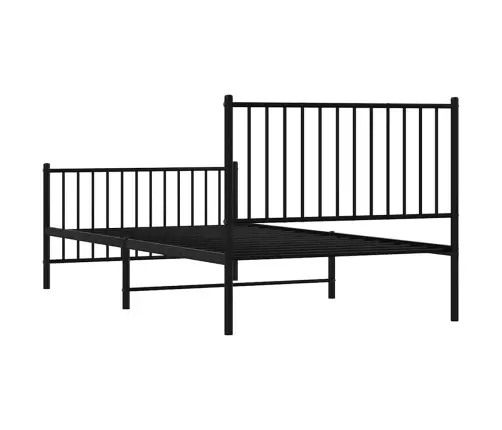 Gultas Rāmis Ar Galvgali Un Kājgali, Melns Metāls, 100X200 Cm Vidaxl