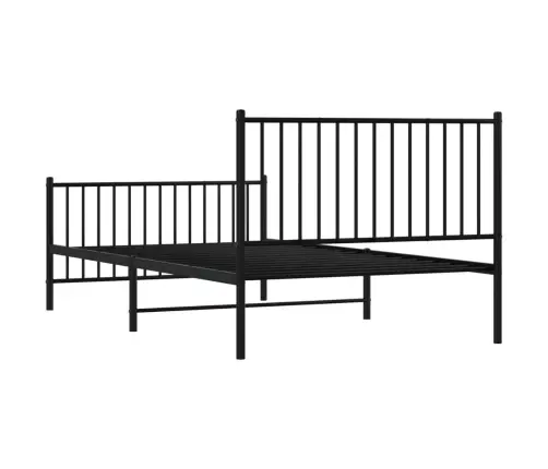 Gultas Rāmis Ar Galvgali Un Kājgali, Melns Metāls, 107X203 Cm Vidaxl