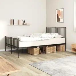 Metallist Voodiraam Peatsi Ja Jalutsiga, Must, 140X190 Cm