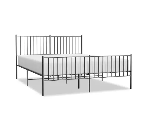 Gultas Rāmis Ar Galvgali Un Kājgali, Melns Metāls, 150X200 Cm Vidaxl