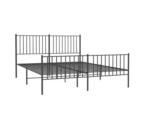 Gultas Rāmis Ar Galvgali Un Kājgali, Melns Metāls, 150X200 Cm Vidaxl