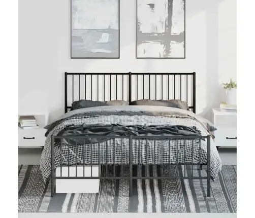 Gultas Rāmis Ar Galvgali Un Kājgali, Melns Metāls, 150X200 Cm Vidaxl