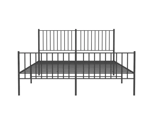 Gultas Rāmis Ar Galvgali Un Kājgali, Melns Metāls, 150X200 Cm Vidaxl