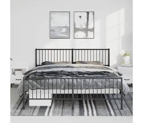 Gultas Rāmis Ar Galvgali Un Kājgali, Melns Metāls, 183X213 Cm Vidaxl