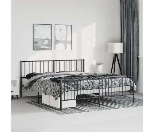 Gultas Rāmis Ar Galvgali Un Kājgali, Melns Metāls, 183X213 Cm Vidaxl