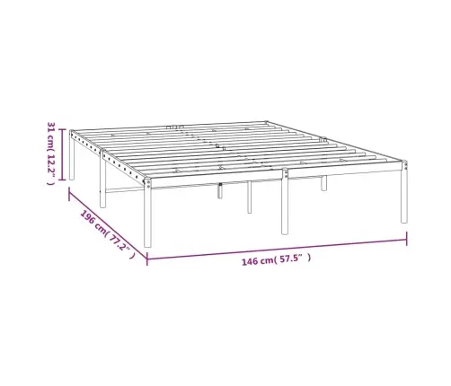 Metalinis Lovos Rėmas, Baltos Spalvos, 140X190 Cm
