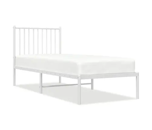 Metallist Voodiraam Peatsiga, Ilma Madratsita, Valge, 75X190 Cm