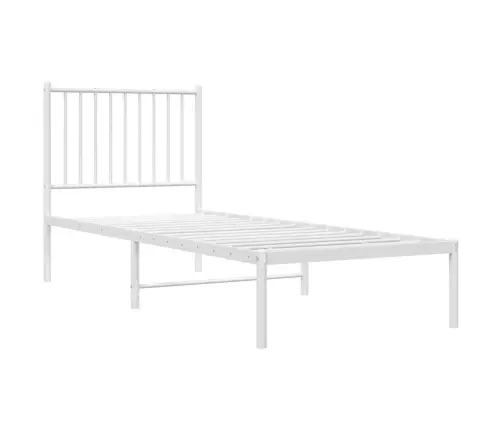 Metallist Voodiraam Peatsiga, Ilma Madratsita, Valge, 75X190 Cm