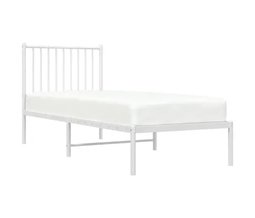 Metallist Voodiraam Peatsiga, Ilma Madratsita, Valge, 75X190 Cm