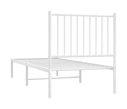 Metallist Voodiraam Peatsiga, Ilma Madratsita, Valge, 75X190 Cm