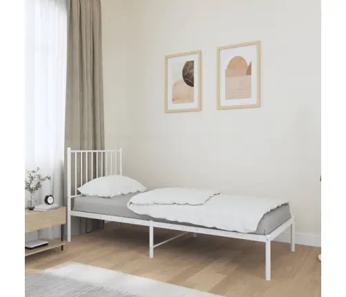 Metallist Voodiraam Peatsiga, Ilma Madratsita, Valge, 75X190 Cm