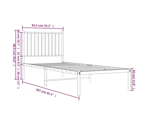 Gultas Rāmis Ar Galvgali, Balts Metāls, 80X200 Cm Vidaxl