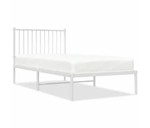 Gultas Rāmis Ar Galvgali, Balts Metāls, 90X190 Cm Vidaxl