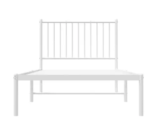 Gultas Rāmis Ar Galvgali, Balts Metāls, 90X190 Cm Vidaxl
