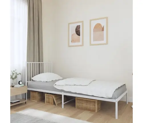 Gultas Rāmis Ar Galvgali, Balts Metāls, 90X190 Cm Vidaxl