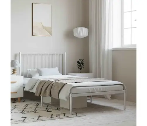 Gultas Rāmis Ar Galvgali, Balts Metāls, 100X190 Cm Vidaxl