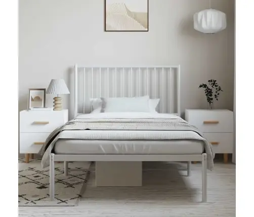 Gultas Rāmis Ar Galvgali, Balts Metāls, 100X200 Cm Vidaxl