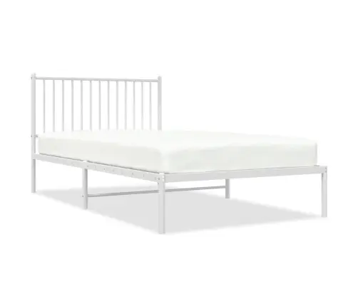 Gultas Rāmis Ar Galvgali, Balts Metāls, 107X203 Cm Vidaxl