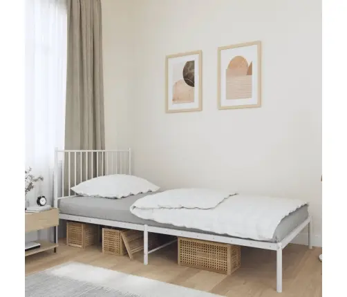 Gultas Rāmis Ar Galvgali, Balts Metāls, 107X203 Cm Vidaxl