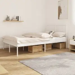 Gultas Rāmis Ar Galvgali, Balts Metāls, 120X190 Cm Vidaxl