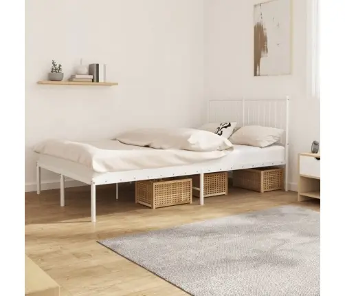 Gultas Rāmis Ar Galvgali, Balts Metāls, 120X190 Cm Vidaxl