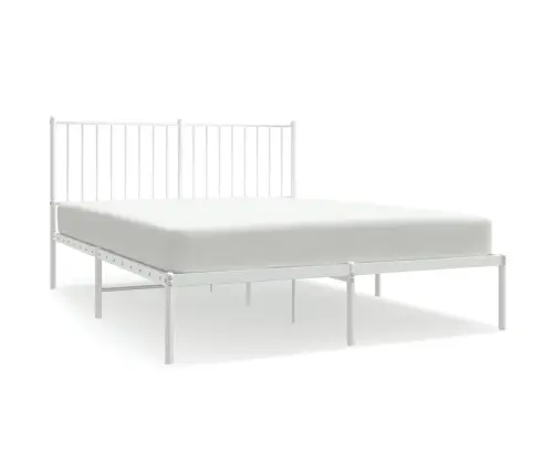 Gultas Rāmis Ar Galvgali, Balts Metāls, 140X190 Cm Vidaxl