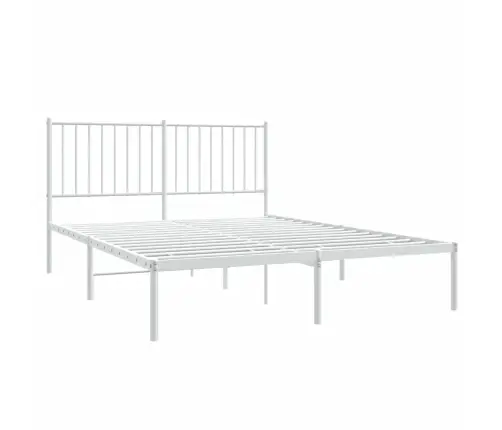 Gultas Rāmis Ar Galvgali, Balts Metāls, 140X190 Cm Vidaxl