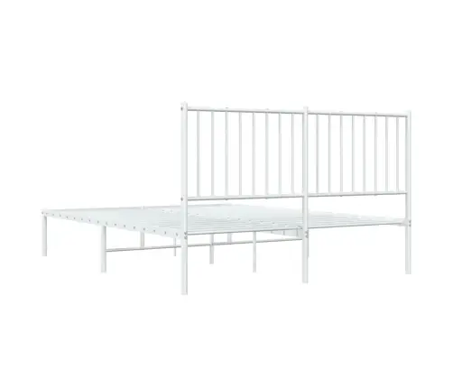Gultas Rāmis Ar Galvgali, Balts Metāls, 140X190 Cm Vidaxl
