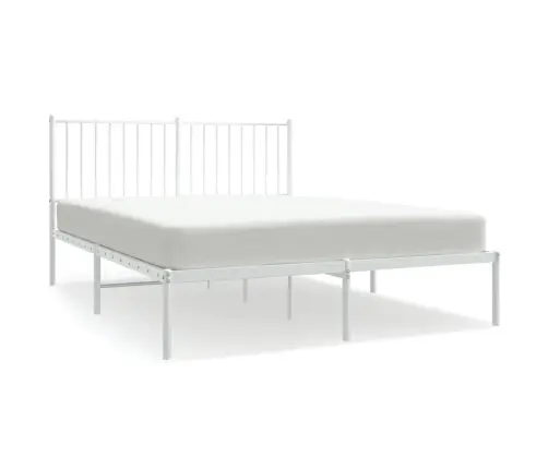 Gultas Rāmis Ar Galvgali, Balts Metāls, 140X200 Cm Vidaxl