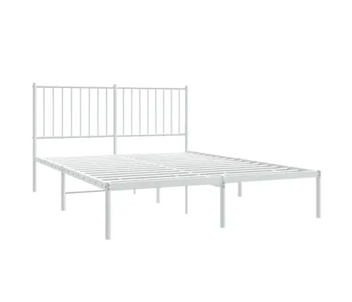 Gultas Rāmis Ar Galvgali, Balts Metāls, 140X200 Cm Vidaxl