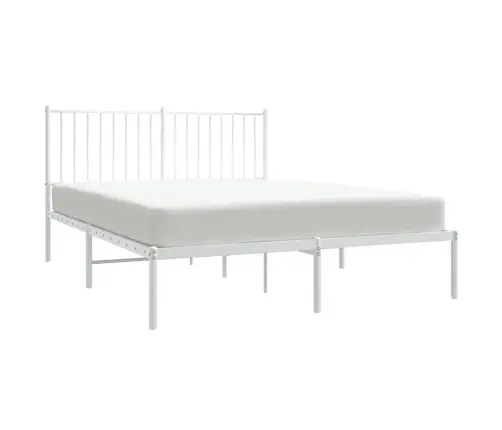 Gultas Rāmis Ar Galvgali, Balts Metāls, 140X200 Cm Vidaxl