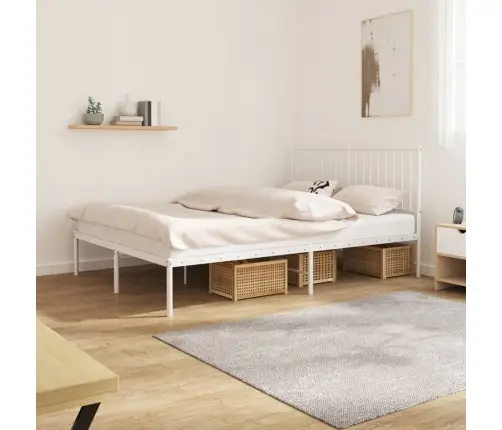 Gultas Rāmis Ar Galvgali, Balts Metāls, 140X200 Cm Vidaxl