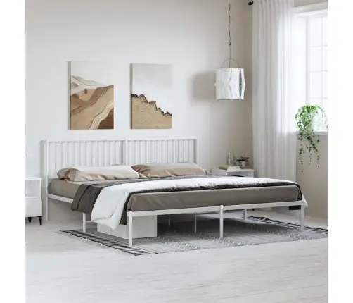 Gultas Rāmis Ar Galvgali, Balts Metāls, 193X203 Cm Vidaxl