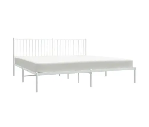 Metallist Voodiraam Peatsiga, Valge, 200X200 Cm