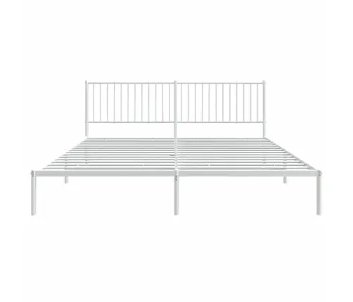 Metallist Voodiraam Peatsiga, Valge, 200X200 Cm