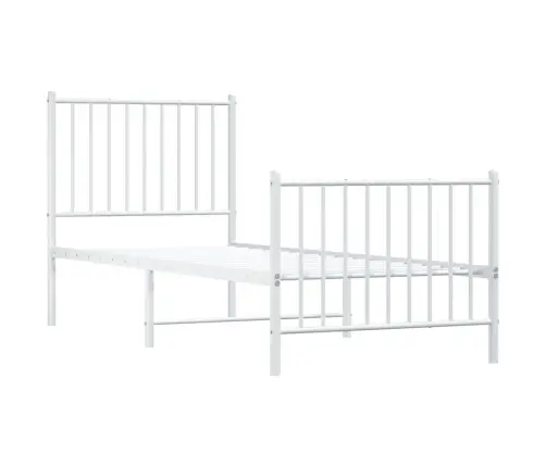 Metallist Voodiraam Peatsi Ja Jalutsiga, Valge, 75X190 Cm