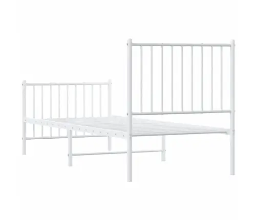 Metallist Voodiraam Peatsi Ja Jalutsiga, Valge, 75X190 Cm