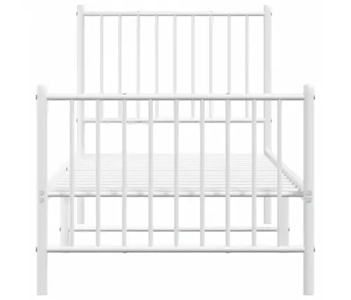 Metallist Voodiraam Peatsi Ja Jalutsiga, Valge, 80 X 200 Cm